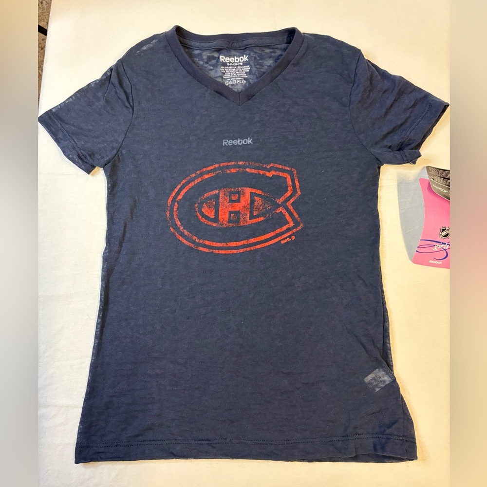 Reebok NHL Navy Montreal Canadians Logo Tee